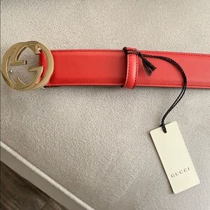 Red Gucci Double G Belt